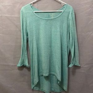 Soft/sheer/teal long sleeve shirt